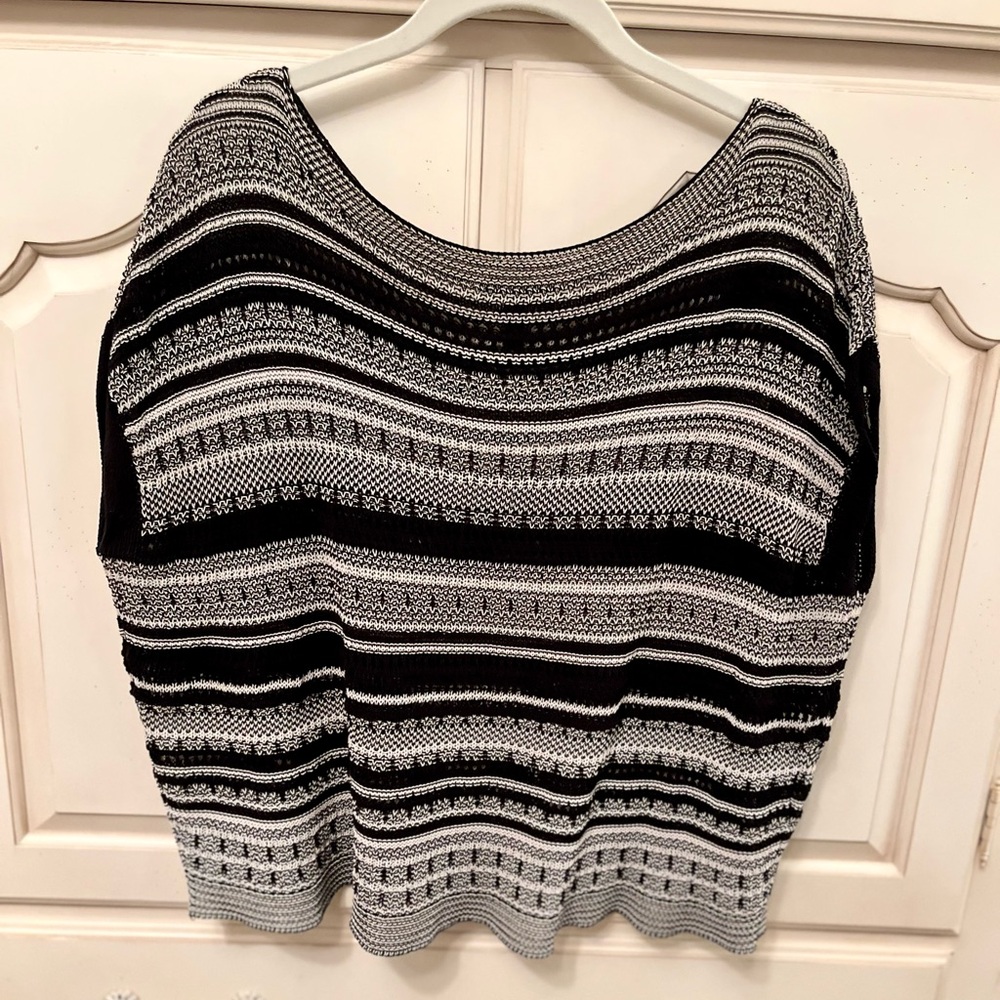 Black and White Striped Knit Top